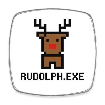 Rudolph.exe Pixel Rentier - Viereckiger Kühlschrankmagnet - Weiß - Vorne