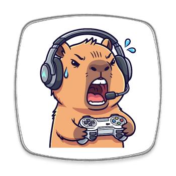 Capybara Gamer Edgy - Video Game Humor T-Shirt - Square fridge magnet - white - Front
