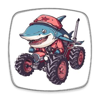 Éleveur de tracteurs requins - Magnet carré - blanc - Devant