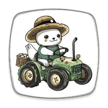 Seal Animal Tractor Farmer - Square fridge magnet - white - Front