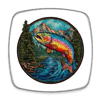 Rainbow Trout – Colourful Angler & Nature Motif - Square fridge magnet - white - Front