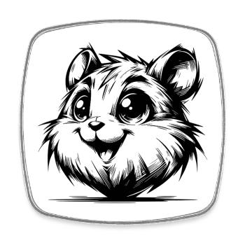 Funny hamster smile Rodent full of joie de vivre - Square fridge magnet - white - Front