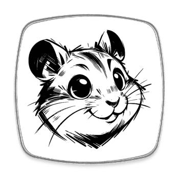Knuffiger Hamster mit fröhlichen lebhaften Augen - Viereckiger Kühlschrankmagnet - Weiß - Vorne