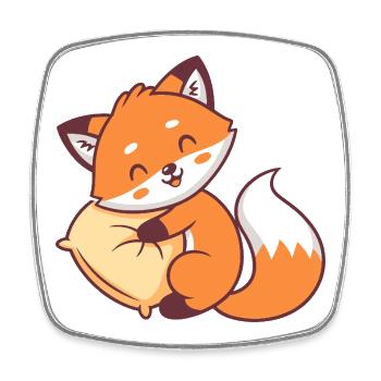 Renard câlin peluche orange - Magnet carré - blanc - Devant