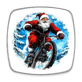 Mountain bikers Christmas - Square fridge magnet - white - Front