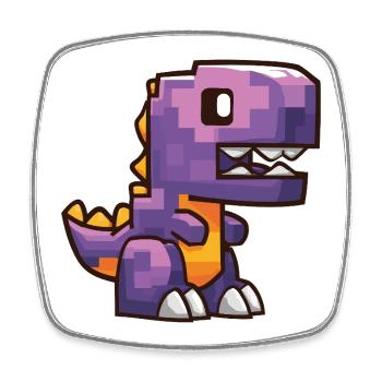 Pixel Dino – T-Rex de dessin animé violet - Magnet carré - blanc - Devant