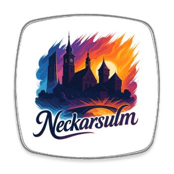 Neckarsulm Stadt Silhouette Neckar Geschenk - Viereckiger Kühlschrankmagnet - Weiß - Vorne