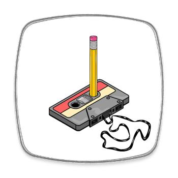 Nostalgia Retro Kassettenband Bleistift 2000 Vibes - Viereckiger Kühlschrankmagnet - Weiß - Vorne