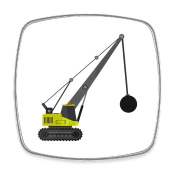 Grue à billes de démolition - Magnet carré - blanc - Devant