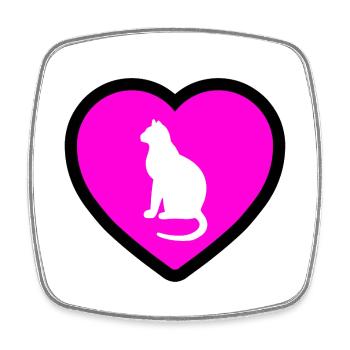 Cat - Square fridge magnet - white - Front