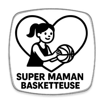 Super maman coiffeuse – Cœur coiffure - Magnet carré - blanc - Devant