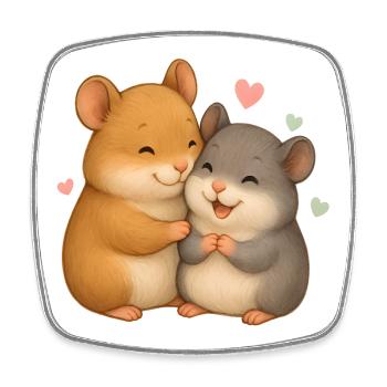 Süße Hamster Liebe – Niedliches Tiermotiv - Viereckiger Kühlschrankmagnet - Weiß - Vorne
