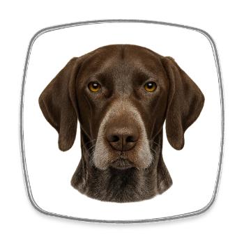 Gros plan sur le visage du chien brun - Magnet carré - blanc - Devant