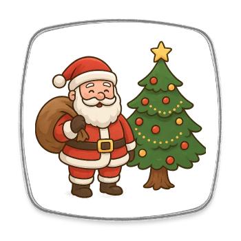 Père Noël avec illustration de sapin de Noël - Magnet carré - blanc - Devant