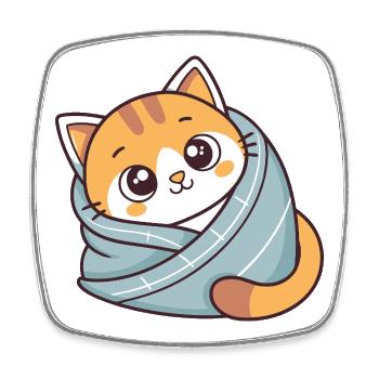 Sweet Kitten Blue Scarf - Square fridge magnet - white - Front