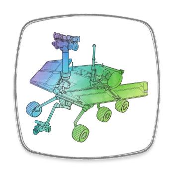 Aventure spatiale sur le rover martienne sur la planète rouge - Magnet carré - blanc - Devant