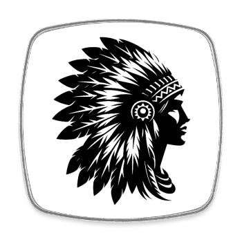 Eleganter Kopfschmuck mit Gesicht im Profil - Viereckiger Kühlschrankmagnet - Weiß - Vorne