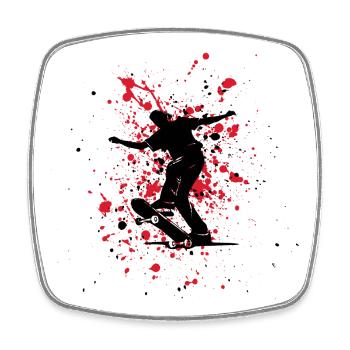 Rot-schwarzer Splash-Skater - Viereckiger Kühlschrankmagnet - Weiß - Vorne