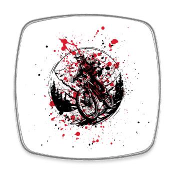 VTT sur tâches rouges et noires  - Magnet carré - blanc - Devant
