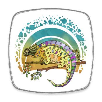 Chameleon - Square fridge magnet - white - Front