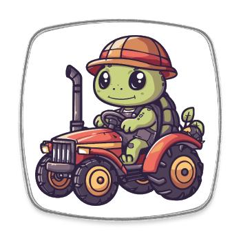 Éleveur de tracteurs tortues - Magnet carré - blanc - Devant