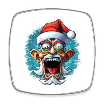 Crazy Santa with Glass Eyes - Square fridge magnet - white - Front