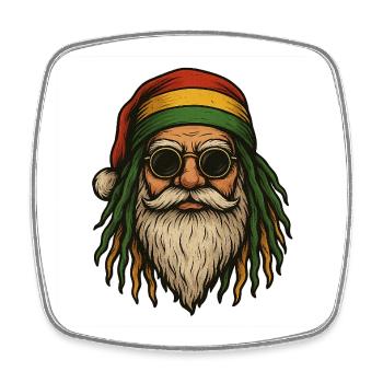 Père Noël Rasta – Santa Claus Rasta Original - Magnet carré - blanc - Devant