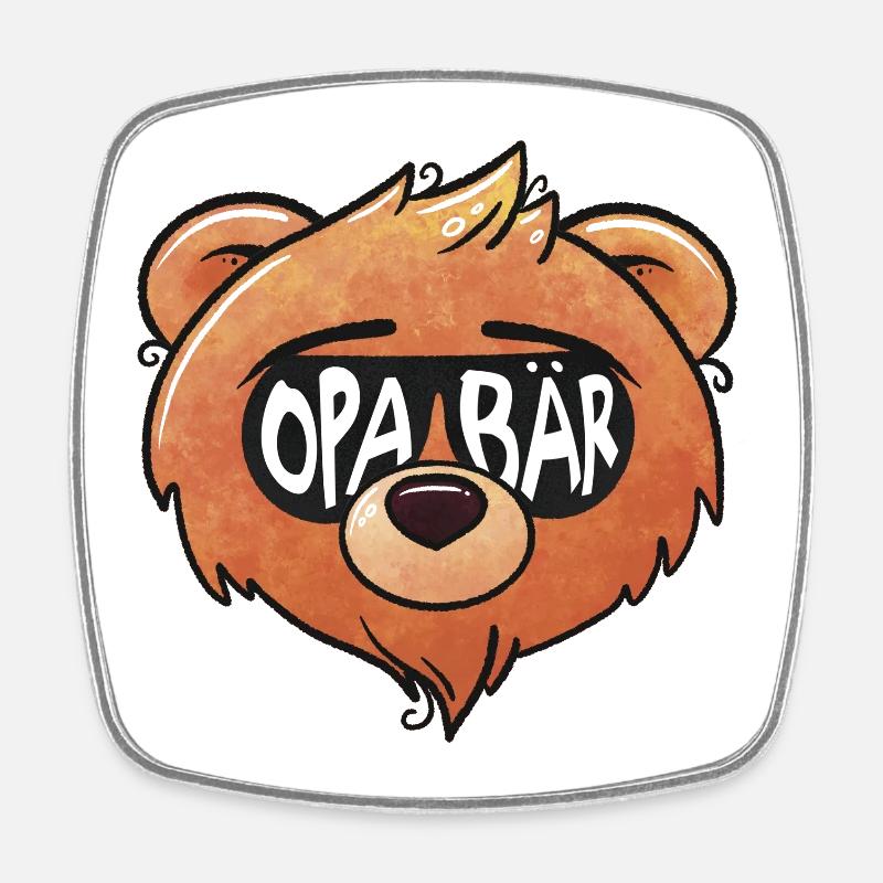 Opa Bär - Viereckiger Kühlschrankmagnet - Weiß