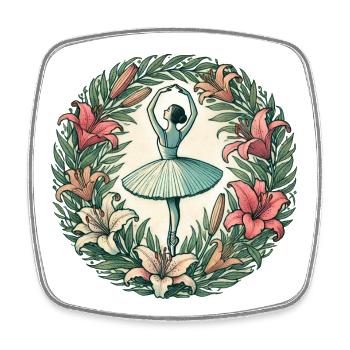 Floral Circle Ballerina Dance - Square fridge magnet - white - Front