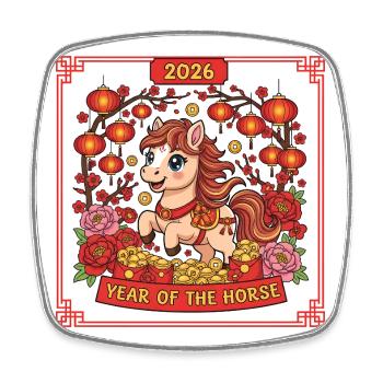 Année du Cheval 2026 – Nouvel An chinois pour K - Magnet carré - blanc - Devant