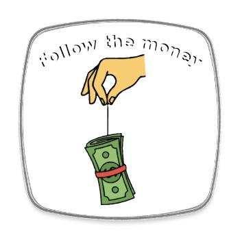 Follow the money - Square fridge magnet - white - Front