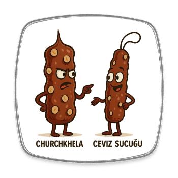 Arguing Cousins Churchkhela vs. Ceviz Sucuğu - Square fridge magnet - white - Front