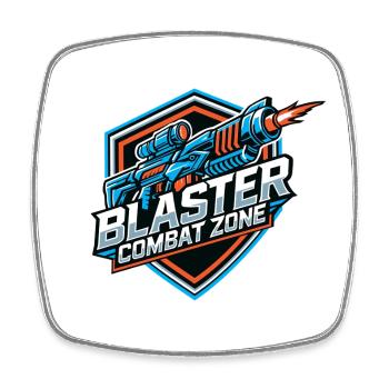 Blaster Combat Zone – Logo-Farbe - Viereckiger Kühlschrankmagnet - Weiß - Vorne