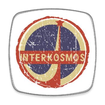 Interkosmos DDR Retro Circle Emblem - Square fridge magnet - white - Front