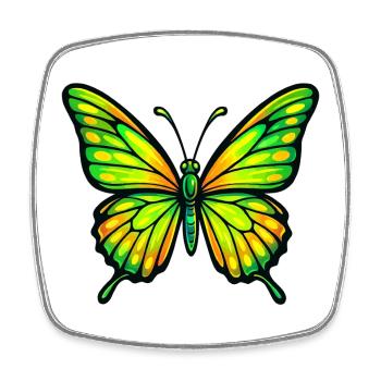 Leuchtender Grün Gelb Schmetterling - Viereckiger Kühlschrankmagnet - Weiß - Vorne