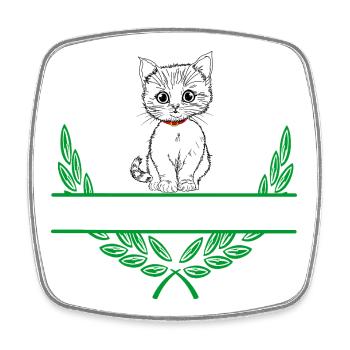 Laurel Wreath with Namespace - Square fridge magnet - white - Front