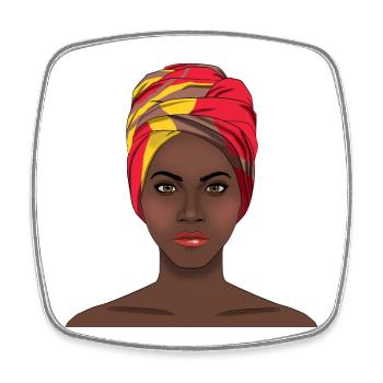 Art audacieux de femme africaine avec un bandeau coloré vibrant - Magnet carré - blanc - Devant