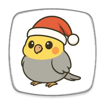 XMas Cockatiel - Square fridge magnet - white - Front