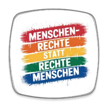 Human rights instead of right-wing people - Against the law - Square fridge magnet - white - Front