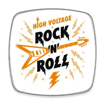 High Voltage Rock N Roll Guitar - Square fridge magnet - white - Front