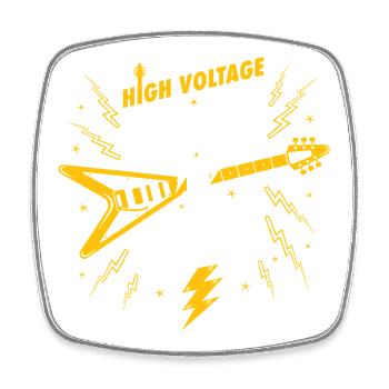 High Voltage Rockin Roll Guitar - Square fridge magnet - white - Front