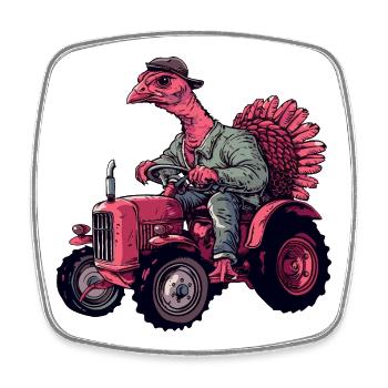 Turkey Tractor Farmer - Square fridge magnet - white - Front