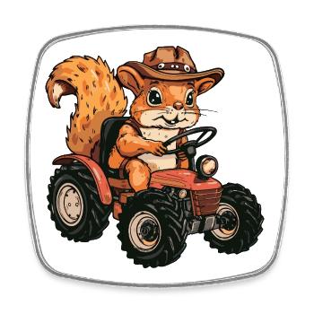Écureuil Éleveur de Tracteurs - Magnet carré - blanc - Devant