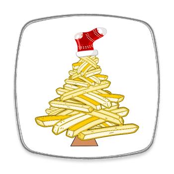 Frites sapin de Noël - Magnet carré - blanc - Devant