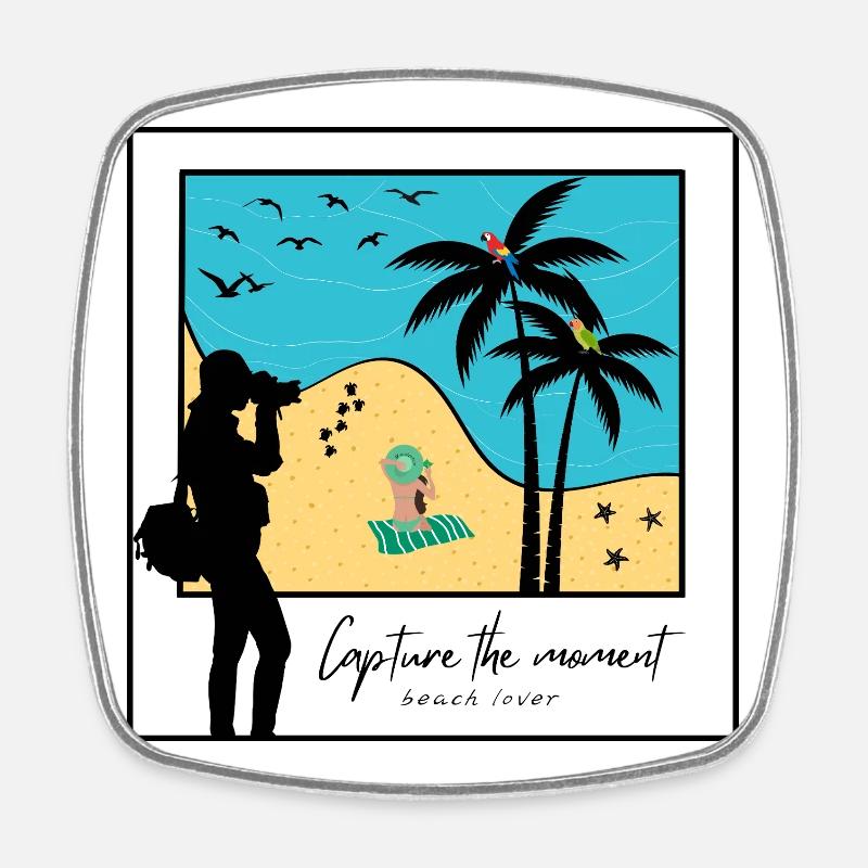 Capture the moment beach lover - Square fridge magnet - white
