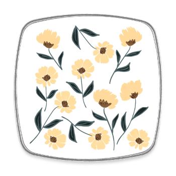 Cream Blossoms Floral Vine Pattern - Square fridge magnet - white - Front