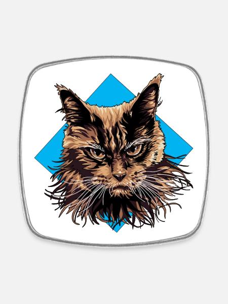 CatLover_png - Square fridge magnet - white