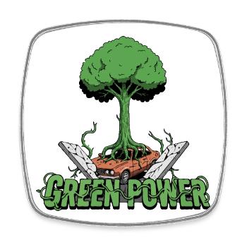 Arbre d’énergie vert - Magnet carré - blanc - Devant