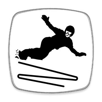 Planche à neige - Magnet carré - blanc - Devant