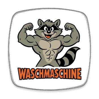 Raccoon Fitness Washing Machine Funny Gym Gift - Square fridge magnet - white - Front